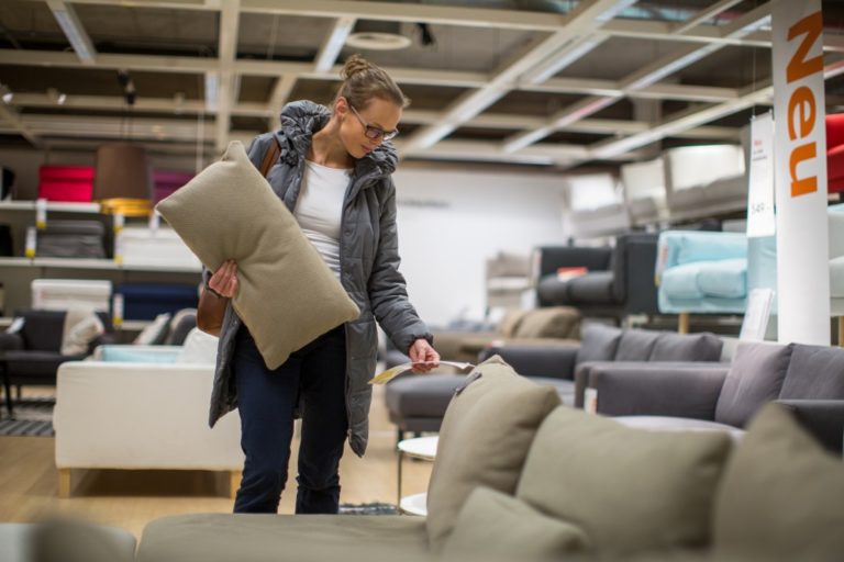 Woman shopping for a furniture