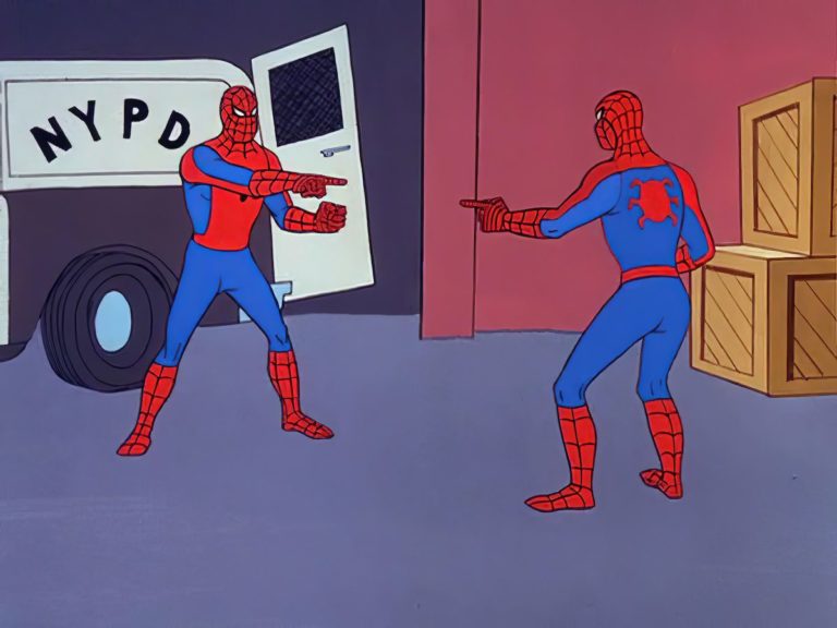 Original Spider-Man Pointing at Spider-Man Template restored in HD 4k - (aka spiderman confusion meme) - [4096_3072] _ Spider-Man Pointing at Spider-Man