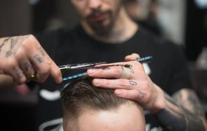 haircutting a man